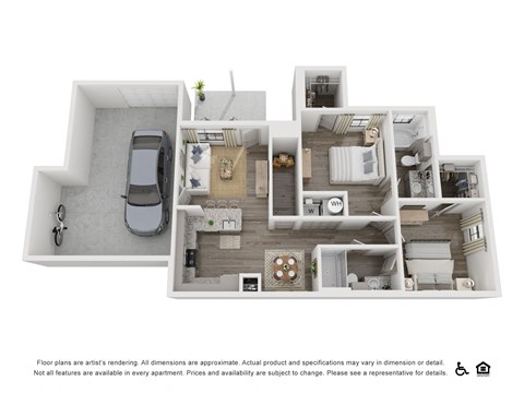 Floor plan for 2 beds, 2 baths, 987 sqft